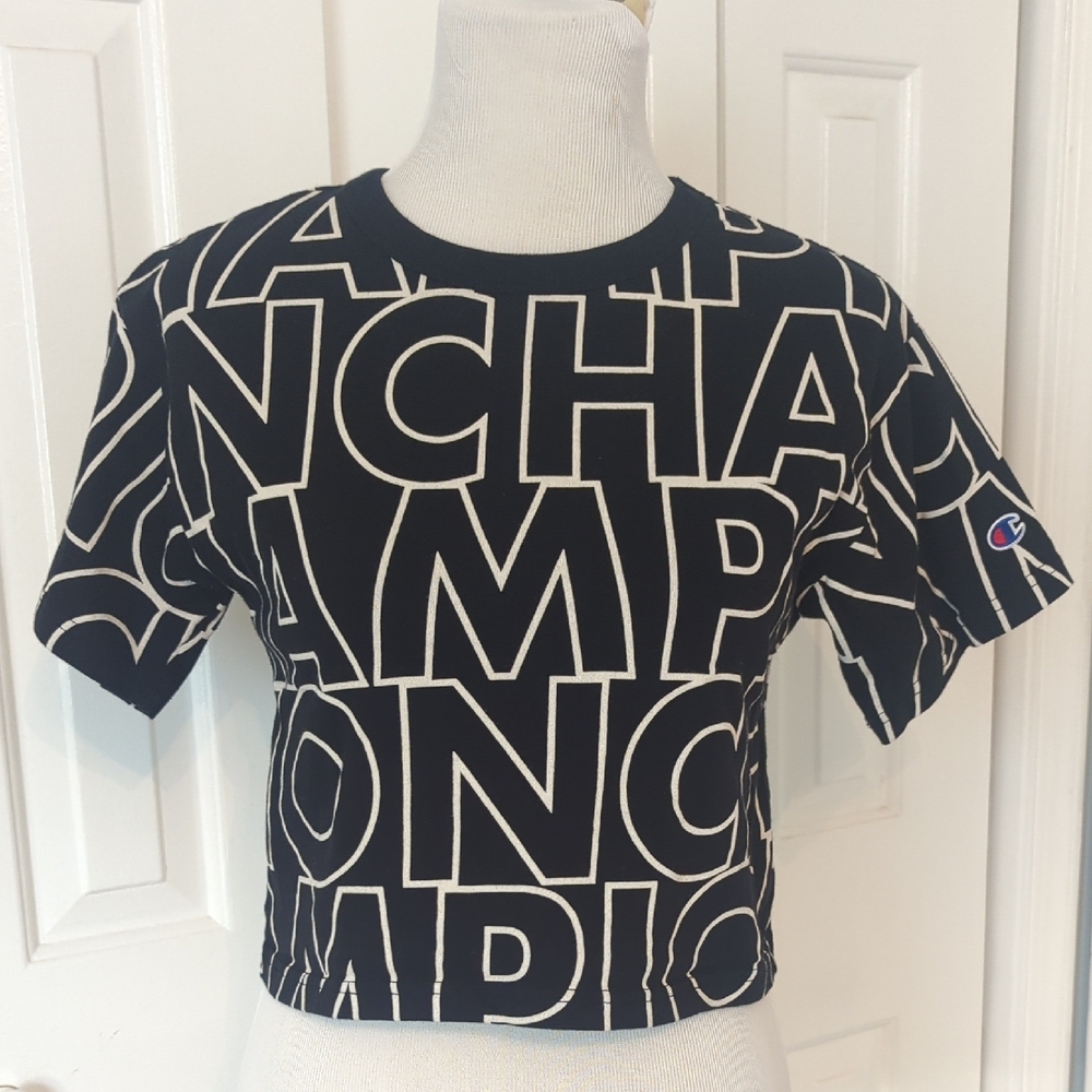 Champion Black and White Graphic Crop Top
